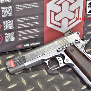 AW Custom 新版 M1911 全金屬 木紋握把 GBB 瓦斯手槍 WE系統 銀色AW-NE3001